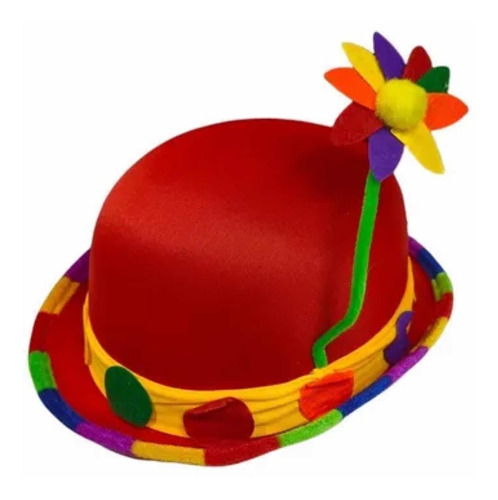 Sombrero Gorro Payaso Clown Bombin Con Flor Colores