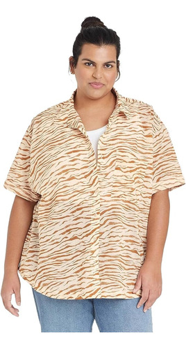 Camisa Ava & Viv Rust Animal 4xl Nueva Americana Blusa Plus