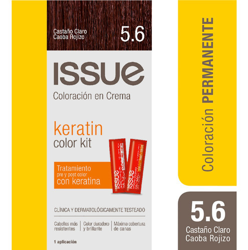  Issue Kit Tintura En Crema Keratin Color Tono 5.6 Castaño claro caoba rojizo