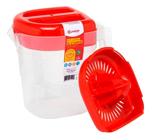 Jarra Para Suco 1,2l Com Tampa Espremedor De Laranja Jaguar