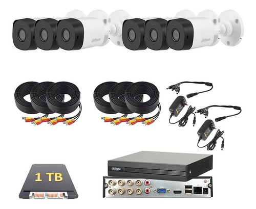 Kit 6 Cámaras 1080p Dahua Video Vigilancia Dahua 1 Tb