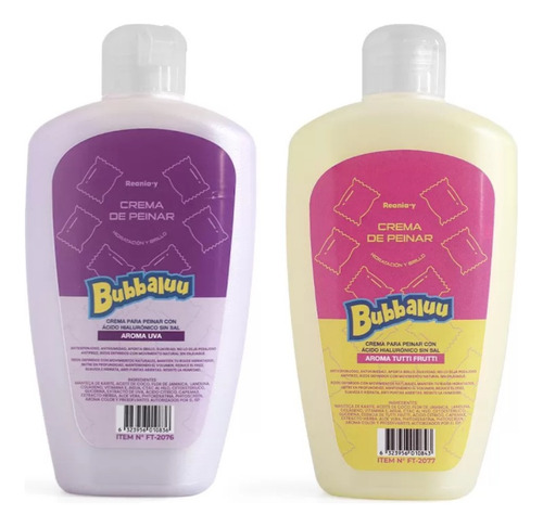 Crema Capilar Para Peinar Bubbaluu 250ml Uva Tutti Frutti