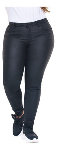 Jean Colombiano Tiro Alto Plus Size Efecto Cuero - P2253