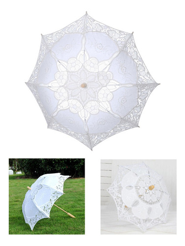 Guarda-chuva De Renda Decoração Com Alça De 52x60cm