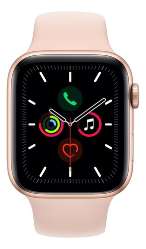 Imagem 2 de 3 de Apple Series 5 Watch (GPS) - Caixa de alumínio cor dourado de 44 mm - Pulseira esportiva rosa-areia
