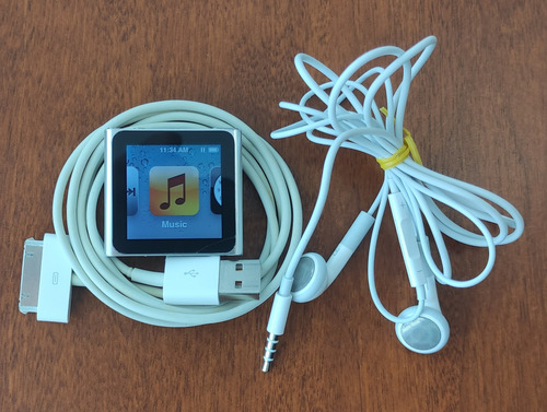 Apple Ipod Nano 6 + Cable De Carga + Audífonos Originales Gris (Usado)