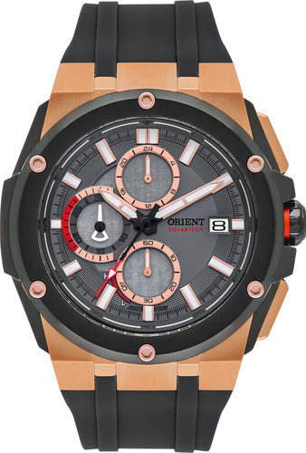 Relógio Orient Masculino Solartech Cronógrafo Mtspc016 Rose Cor da correia Preto Cor do bisel Preto Cor do fundo Grafite