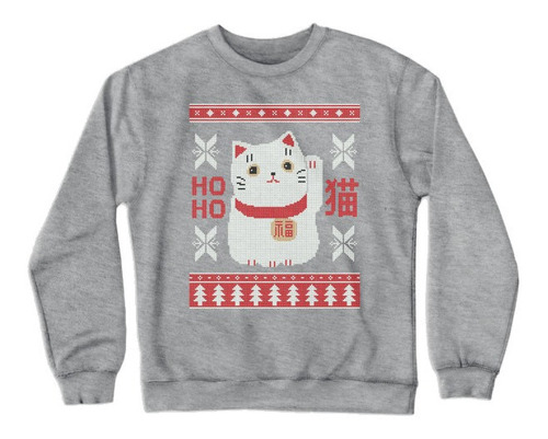 Sudadera Navidad Ugly Sweater Gato De La Fortuna Maneki Neko