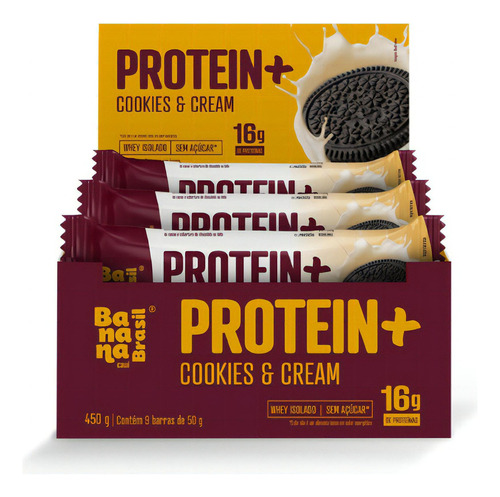 Barras Proteína Protein+ Cx 9un 50g Cookies Whey Isolado