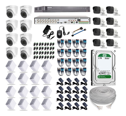 Kit Cámaras  Seguridad 4k Hikvision 16 Ch + 16 Cam + Dd 2 Tb