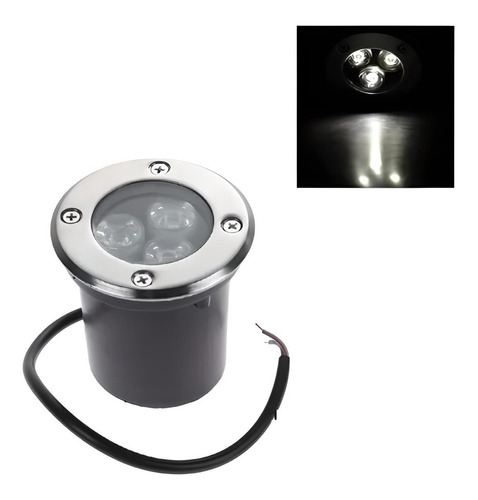 Spot Estanco Para Piso 3w Luz Blanca Led Acero Inoxidable