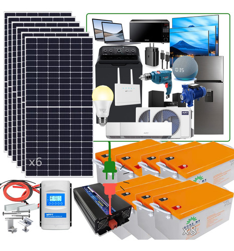 Kit Solar Autónomo Batería De Gel 23840w Minisplit, Casa 120v