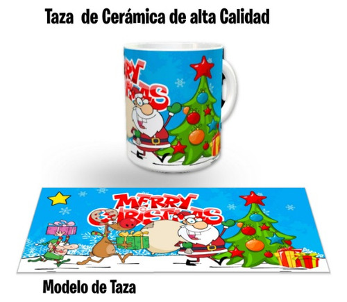 Taza Y Estuche Madera, Santa Claus Navidad, Con Envio