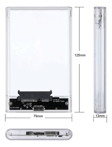 Gabinete Carcasa Disco Duro 2.5 Usb 3.0 Sata Case Externo Transparente
