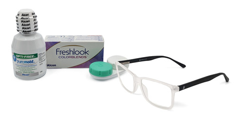 Combo Pupilentes Freshlook 1 Par Y Lentes Armazón Luz Azul