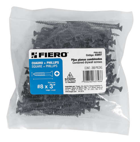 200 Pijas #8x3'' Combinadas (cuadro+phillips) Fiero 44897