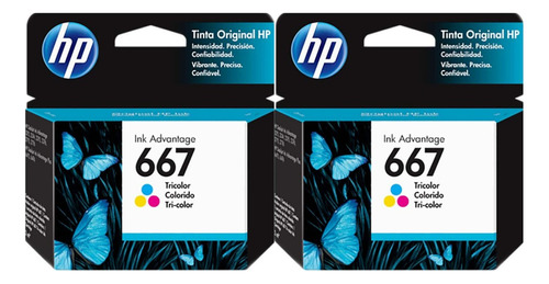 Cartuchos De Tinta Hp 667 Color Pack X2 Unidades Originales