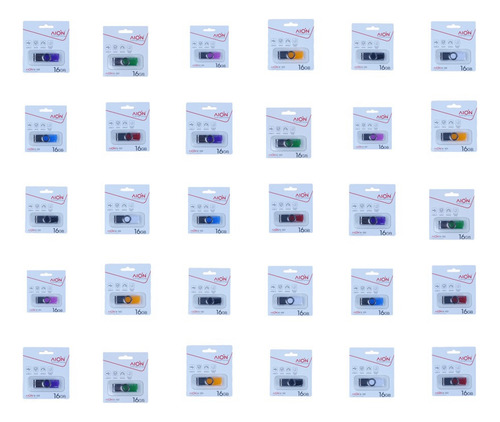 Kit 30pzs Memoria Usb Aion 16gb K101 Colores Plastico Colores K101