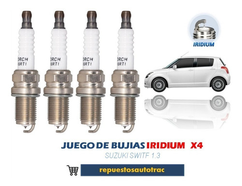 Bujías Iridium Suzuki Swift 1.3 100.000km Juego X4 Nuevo