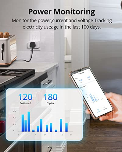 Sonoff Enchufe Inteligente S40 Wifi Con Monitoreo De Energía, Enchufe Inteligente De 15 A Certificado Etl, Funciona Con Alexa Y Google Home Assistant, Con Ifttt, Wifi De 2.4 Ghz Solo