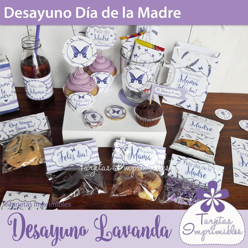 Kit Imprimible Desayuno Personalizado Dia De La Madre Lavand