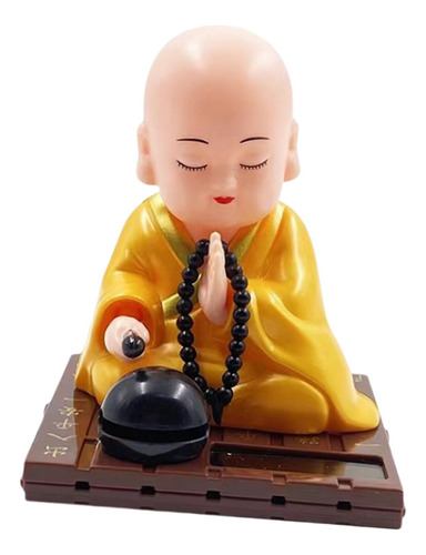 Estatuilla De Pequeño Monje, Coche De Juguete S Amarillo