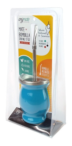 Imagen 2 de 4 de Matero Acero Inoxidable Mas Bombilla 200 Ml Anymate ®
