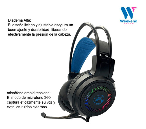 Imagen 3 de 3 de Audífonos Con Micrófono Gamer Apedra Hd-480 Usb Con Luz Rgb