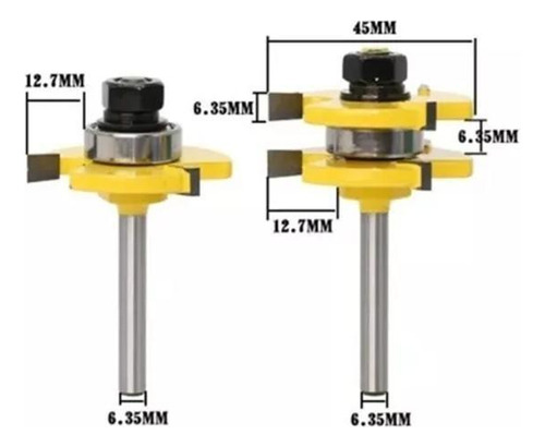 Fresa De Tupia Macho Fêmea Metal Duro Profissional Haste 6mm