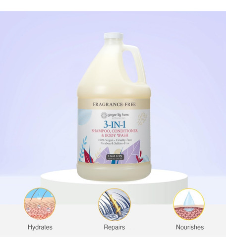 Shampoo, Condicionador E Sabonete Líquido 3 Em 1 Da Ginger L
