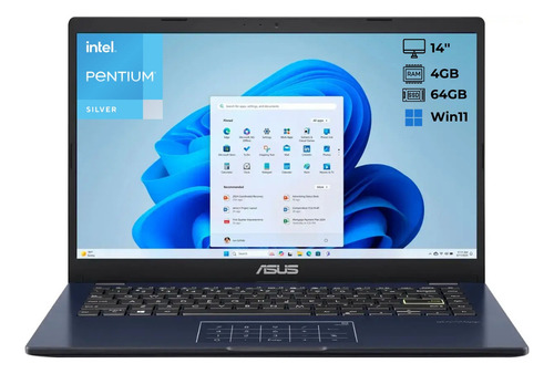 Notebook Asus 14 Pentium N6000 4gb 64gb Emmc W11 Negro