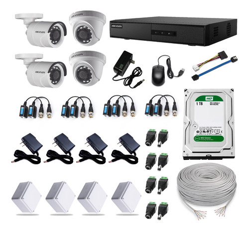 Cctv Hikvision Kit Dvr 4 + 4 Camaras Seguridad+cable