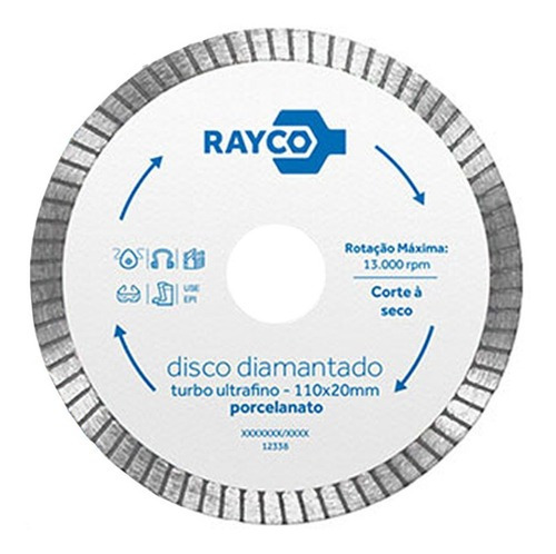 Disco Diamantado Turbo Ultrafino Porcelanato 110x20mm Rayco