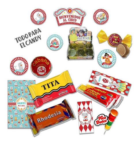 Kit Imprimible Candy Bar Circo Vintage El Mas Completo