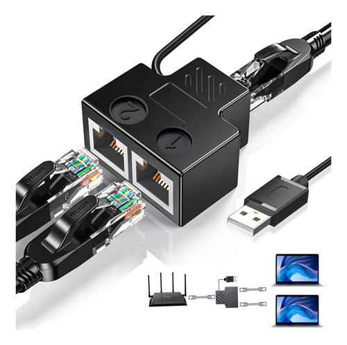 Rj45 Ethernet Splitter 1 A 2, Mini Gigabit Network Ethernet