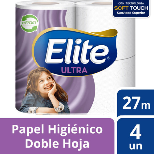 Papel Higiénico Elite Doble Hoja Ultra 4 Un 27 Mt