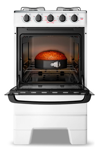 Fogão a Gás Mesa Inox e Forno 50L Limpa Fácil Esmaltec F4ISB Cor Branco 4 bocas