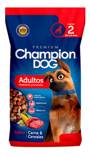 Alimento Champion Dog Medianos y Grandes para perro adulto de raza mediana y grande sabor carne y cereales en bolsa de 1.5kg