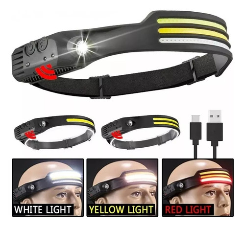 Linterna Cintillo Frontal Bicolor Led Luz Camping Lampara Linterna Negro - 228228 Luz Blanco/rojo - 228228