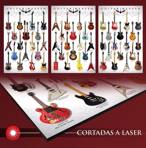 Poster Placa Quadro Guitarras Famosas Guitar Heaven Coleção