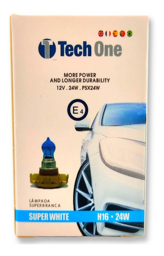 Lâmpada Super Branca Efeito Xênon H16 12v 24w 8500k Tech One