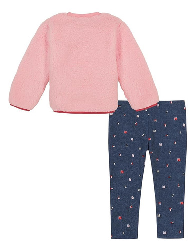 Conjunto Tommy Hilfiger Infantil Blusa Rosa Sherpa E Legging Rosa