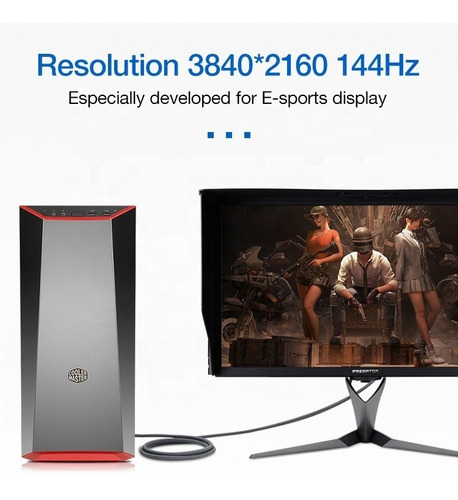 Imagen 6 de 6 de Cable Displayport V1.4 2m Dp Uhd 165hz (2k) 4k@144hz 8k@60hz