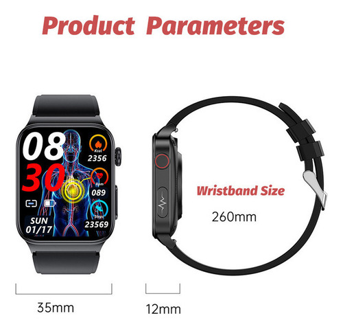 Reloj Smartwatch For Medir Glucosa Pulsera Android E500-