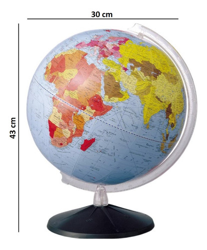 Globo Terrestre Continental Profissional 30cm Base Plástico