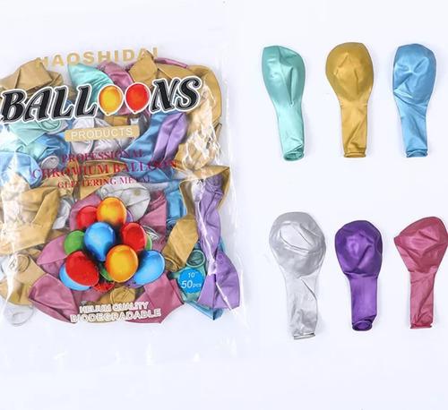 50 Globos Látex Cromados Surtidos Para Aire O Helio Chrome
