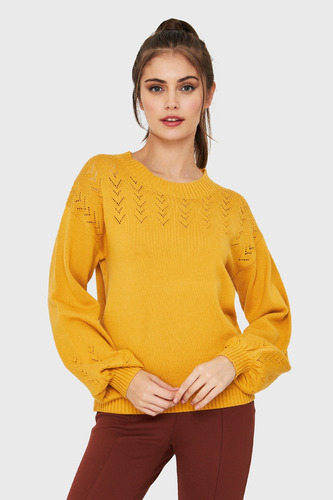 Sweater Tipo Hilo Manga Globo Amarillo Nicopoly