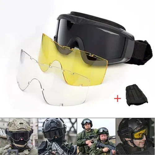 Gafas De Tiro Militares Airsoft Táctica Goggles 3 Lentes