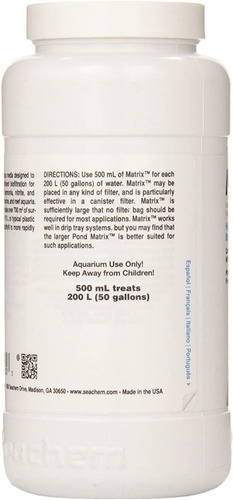 Matrix Seachem Material Bio Filtro Acuario Bacterias 1 Litro
