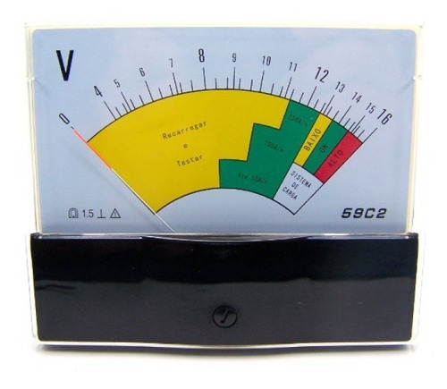 Voltímetro Analógico 59c2-16v - 0 A 16v, Corrente Dc